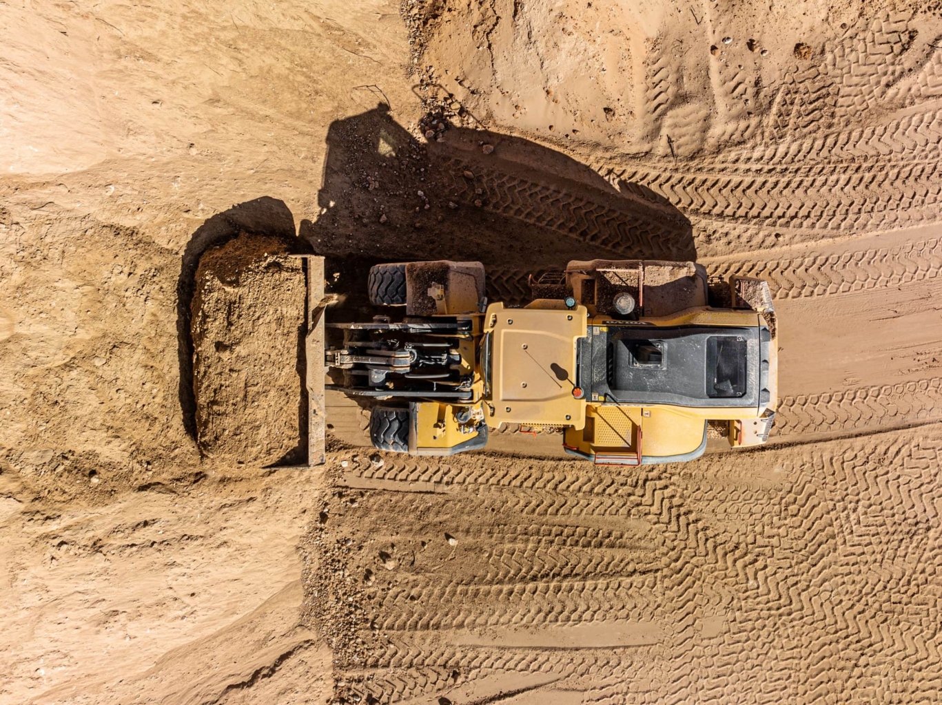 Overhead view of loader at a construction site