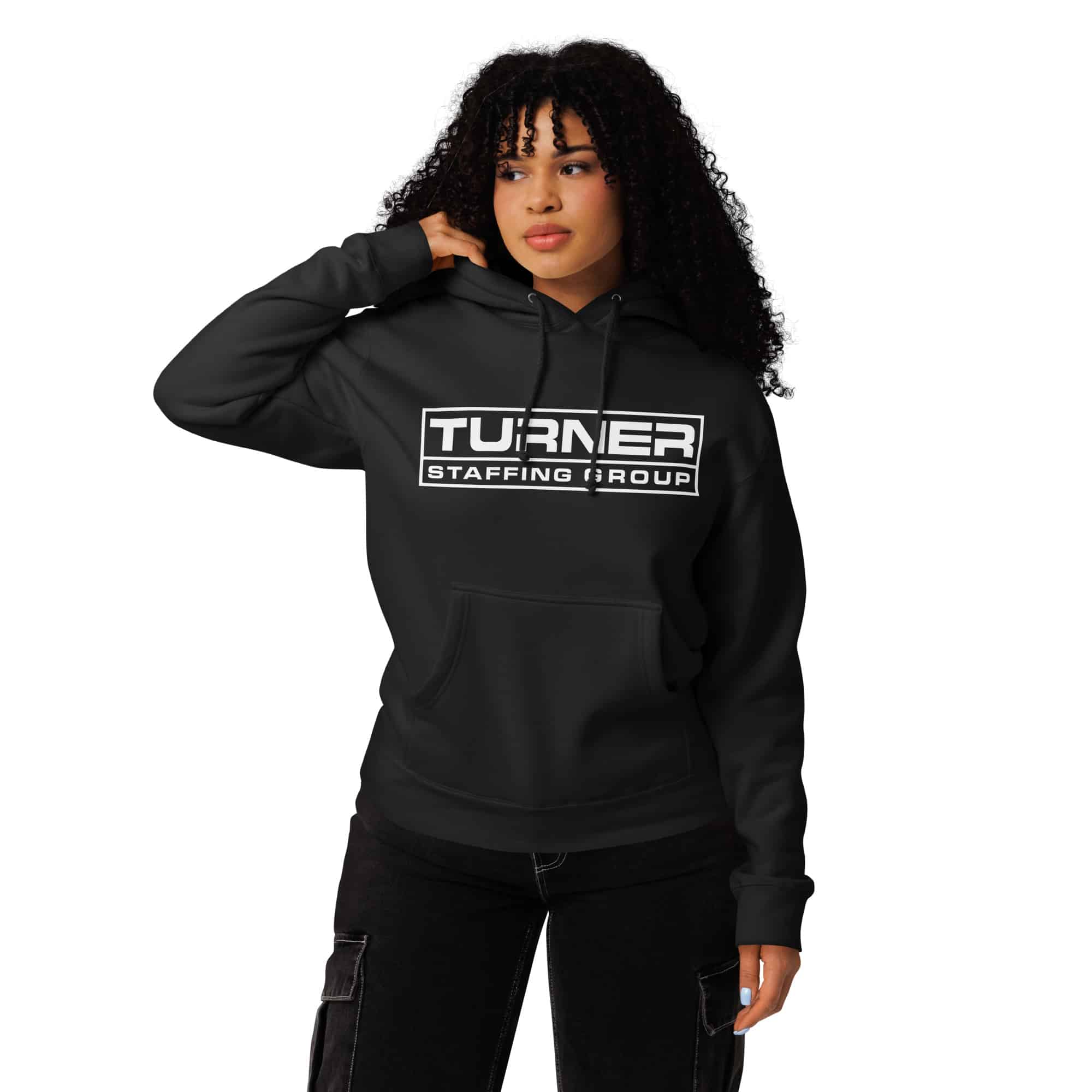 Black Unisex Heavyweight Hooded Turner Staffing Group Sweatshirt - Image 3